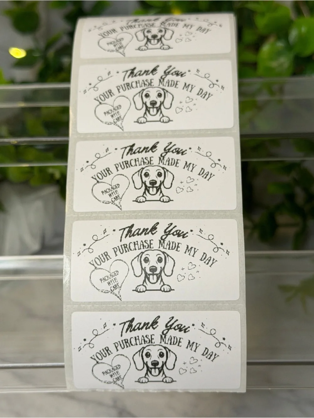 200 Dachshund Thank You Stickers 2x1 Packaged with Care Small Business Labels
